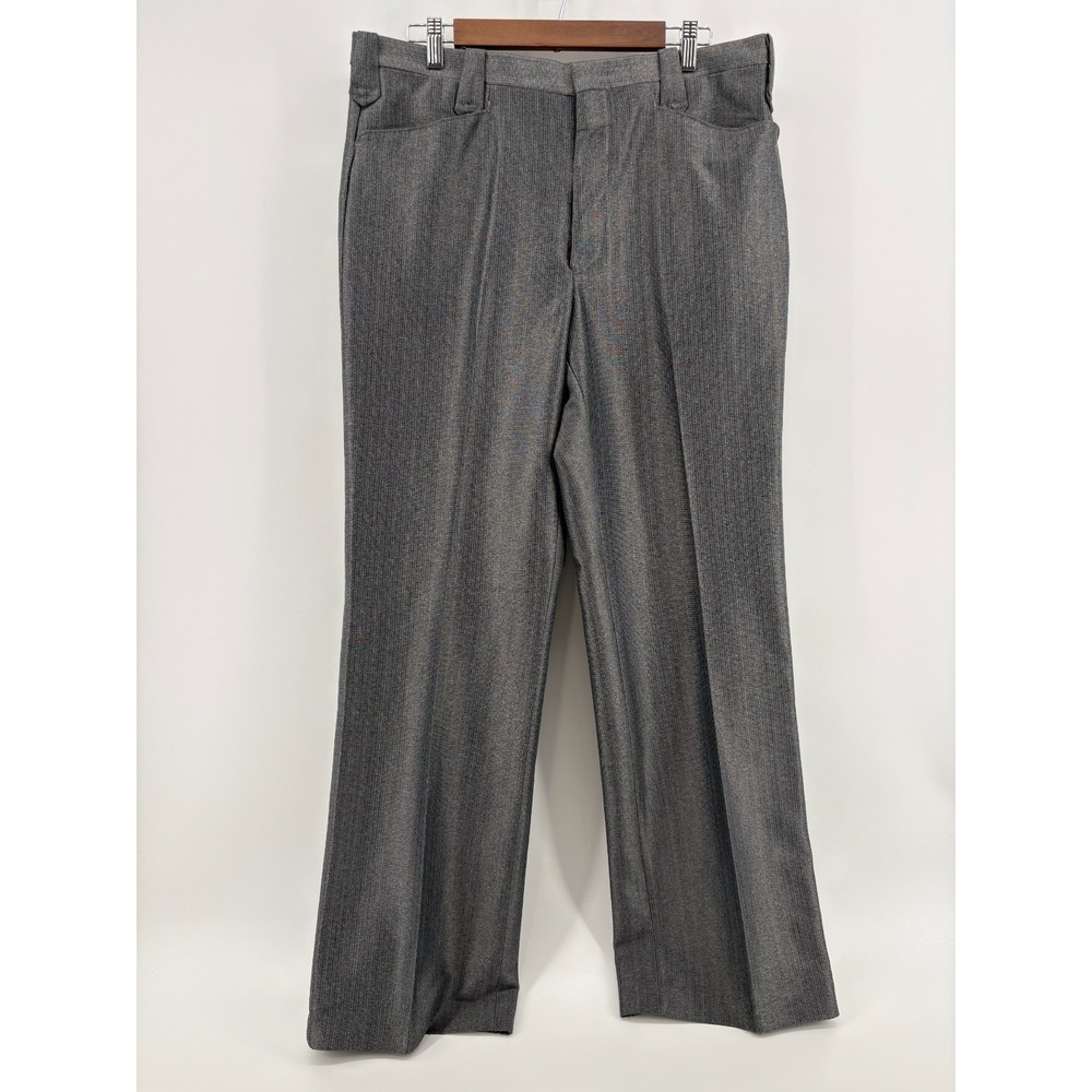 Circle S Mens Gray Tailored Dress Pants Flat Front Flap Pocket Straight 36x31